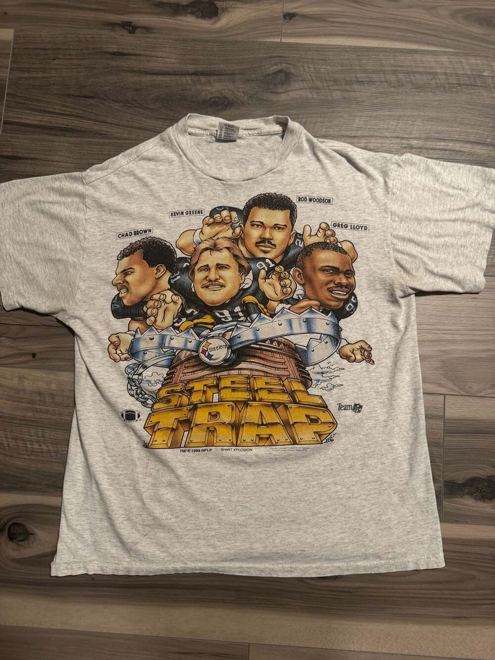 Vintage 1994 Pittsburgh Steelers 'Steel Trap' Caricature T-Shirt